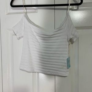 Off the shoulder white top